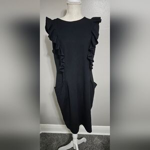 Adrienne Vittadini Black Ruffle Mini Dress
